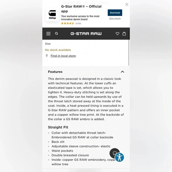 G star Raw size small denim peacoat - Picture 11 of 13